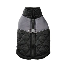 Windproof Reflective Winter Pet Jacket with D - ring - 2XL (Black)