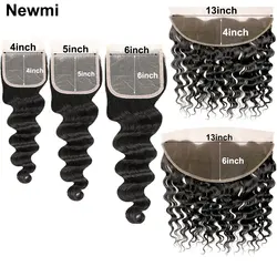 4x4 5x5 6x6 Loose Deep Wave Closure Human Hair Newmi 13x4 13x6 Loose Deep Wave Lace Frontal Transparent Lace Pre Plucked