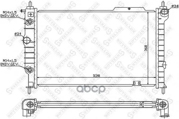10-26011-Sx_радиатор Системы Охлаждения! Акпп Opel Astra 1.6i-2.0i 91 Stellox арт. 1026011SX | Автомобили