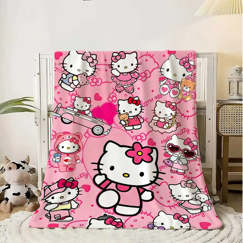 Kawaii Cat Hellos Fluffy Soft Blankets and Throws Blanket Bed Throw Blanket Luxury Home Interior Microfiber Bedding Sofa Knee &