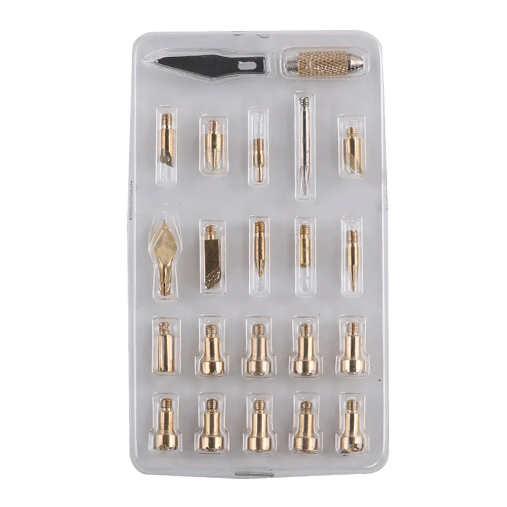 Wood Burning Pen Tips Set  23pcs Electric Soldering Iron Heads for Detailed Carvings on Wood  Leather  and Cork