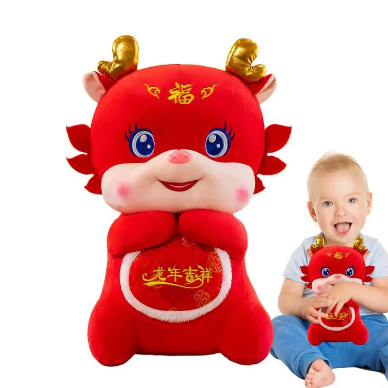 

Счастливый Дракон плюшевый 2024 Год Дракона приветствие талисман милый мягкий китайский новый год набивное животное 2024 дракон талисман китайский
