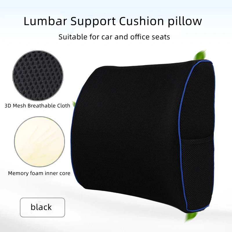 3D Car Lumbar Support Cushion Memory Foam Waist Pillow Soft Cozy Seat Back Cushion For Protect Lumbar Cushion Chair Sofa Office