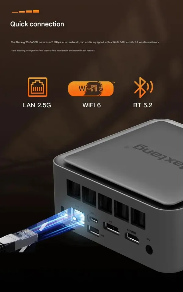 SZBOX Z66 Ryzen 5 6600U Mini PC 24GB LPDDR5 6400MT/s M.2 2280 NVME