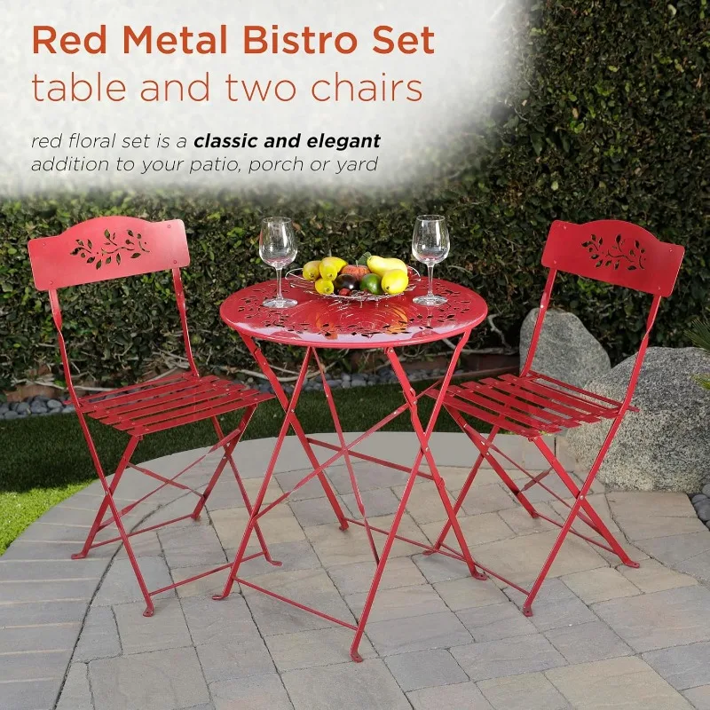 Indoor/Outdoor 3-Piece Bistro Set Folding Table and Chairs Patio Seating 3