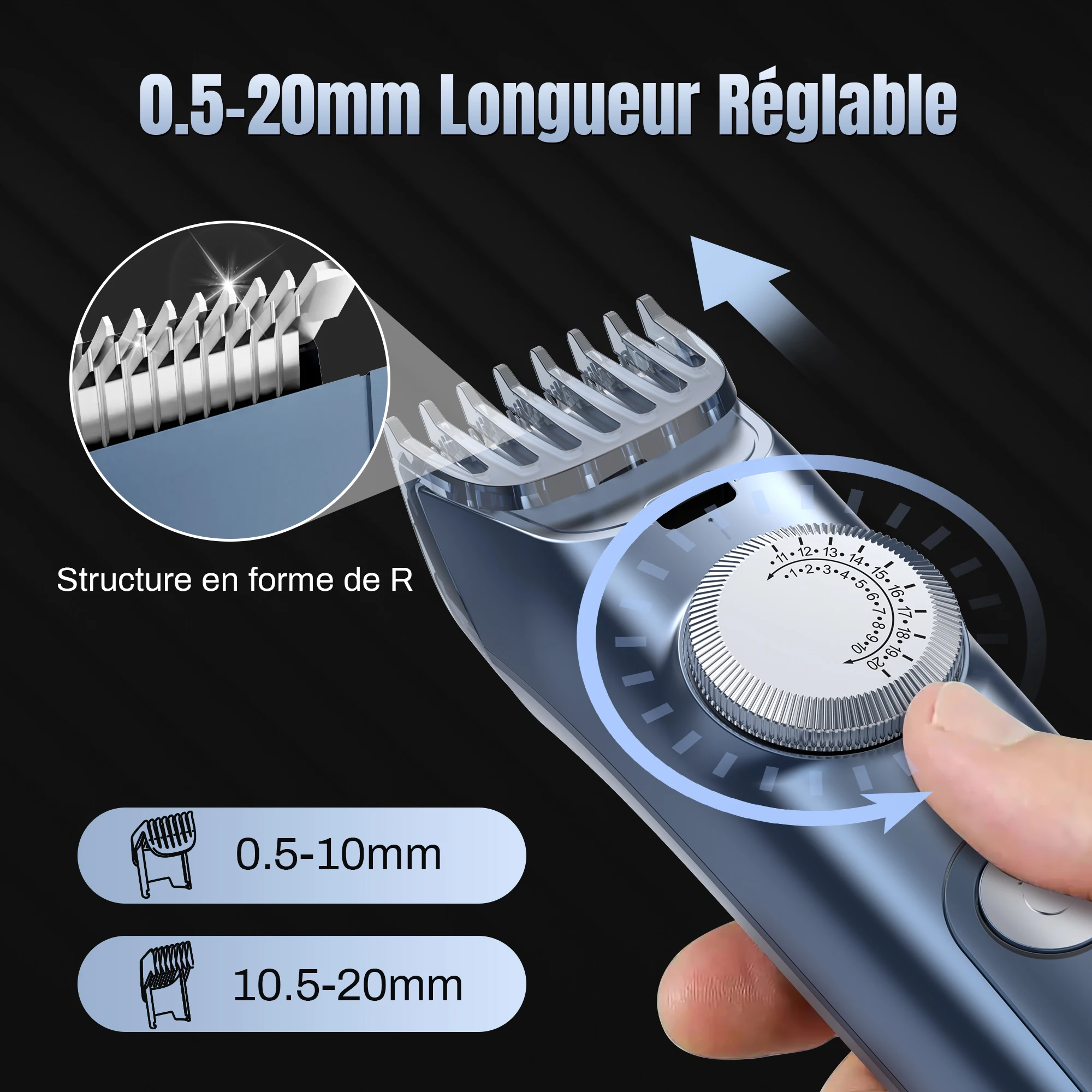 Professional Electric Hair Clipper Men Cordless Hair Trimmer Rechargeable LED Display IPX7 Adjustable Speed Hair Cutting Machine 4