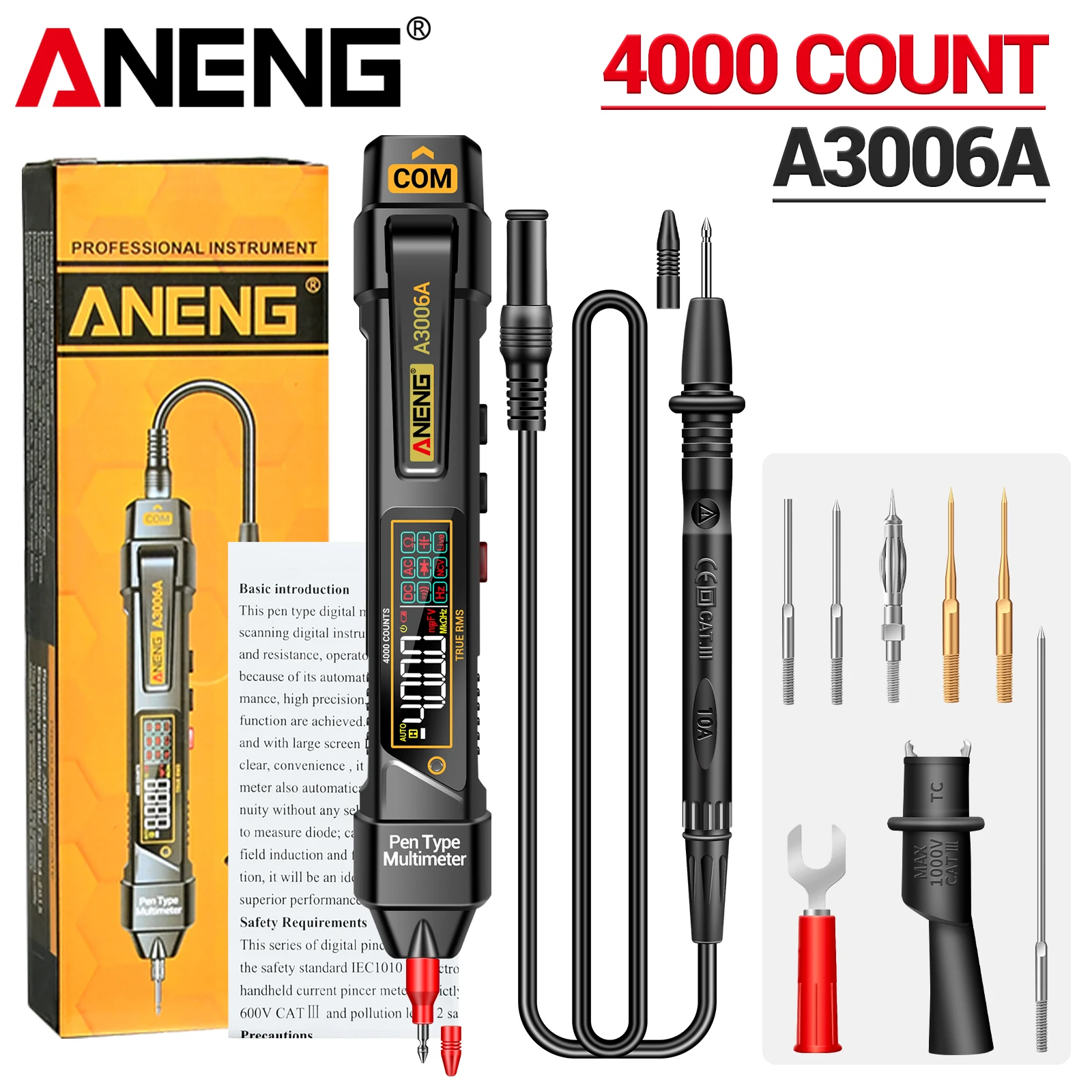 ANENG A3006A Digital Pen Multimeter AC/DC Voltage Hz Diode Resistance Tester