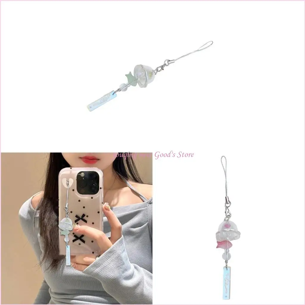 57qa Elegant Charm Quallen -Handy -Gurt -Modezubehör handgefertigtes stabiles Harz Charme tragbar für personalisierte Outfits