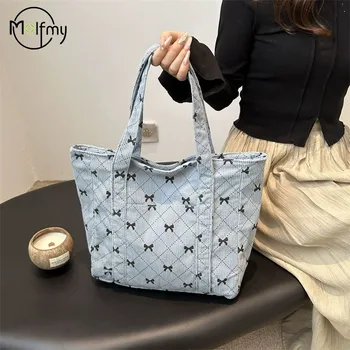Borsa tote in velluto a coste Borsa a tracolla con motivo a fiocco Borse da pendolarismo sotto le ascelle alla moda di grande capacità Borse per la spesa Borsa ecologica