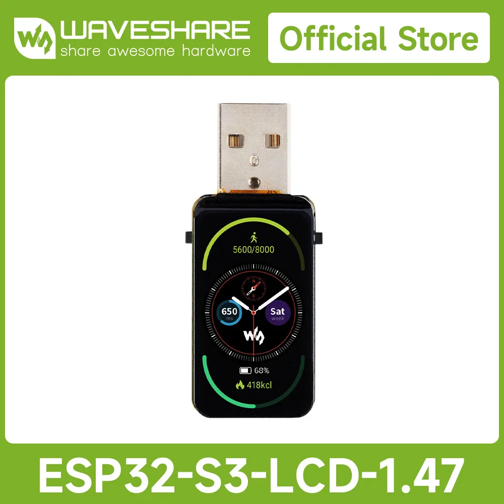 Waveshare ESP32-S3 1.47inch Display Development Board, 172&times;320, 262K, Up to 240MHz Frequency, Supports WiFi & Bluetooth