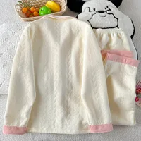 Embroidery Letter Fashion New Women's Pajamas Set 2025 Autumn Winter New Casual Soft Sweet Loungewear Lapel Neck HomeWear Suit - Image 2