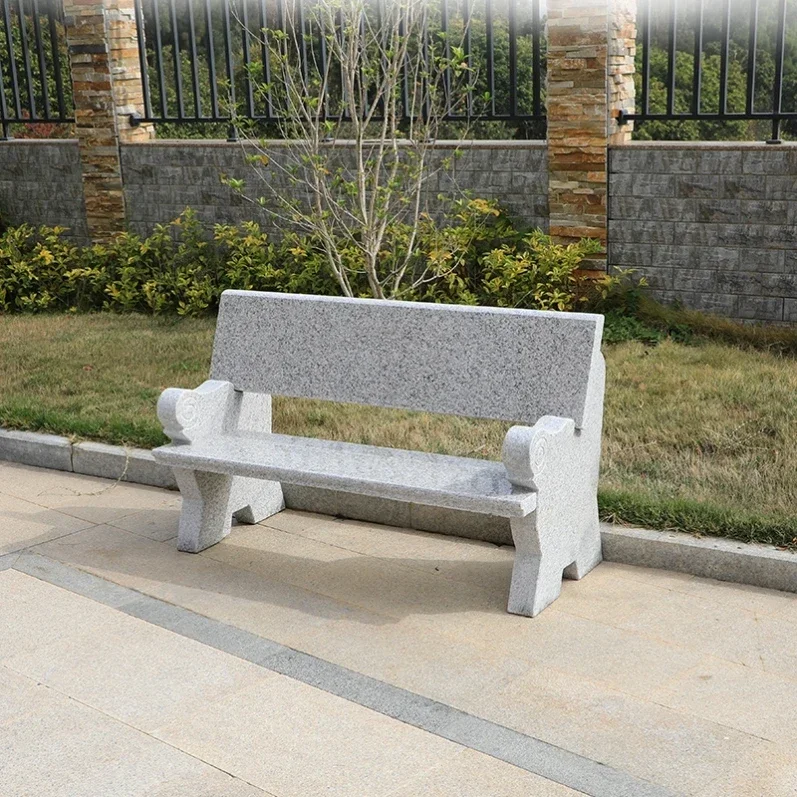 

Stone chair outdoor courtyard garden backrest marble carving park stone table stool long strip stone carving decoration