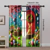 2pc,  Curtain Spring Bunny Flowers Easter Eggs Versatile 100% Polyester,Without Electricity Family Party Decoration for Parties 5