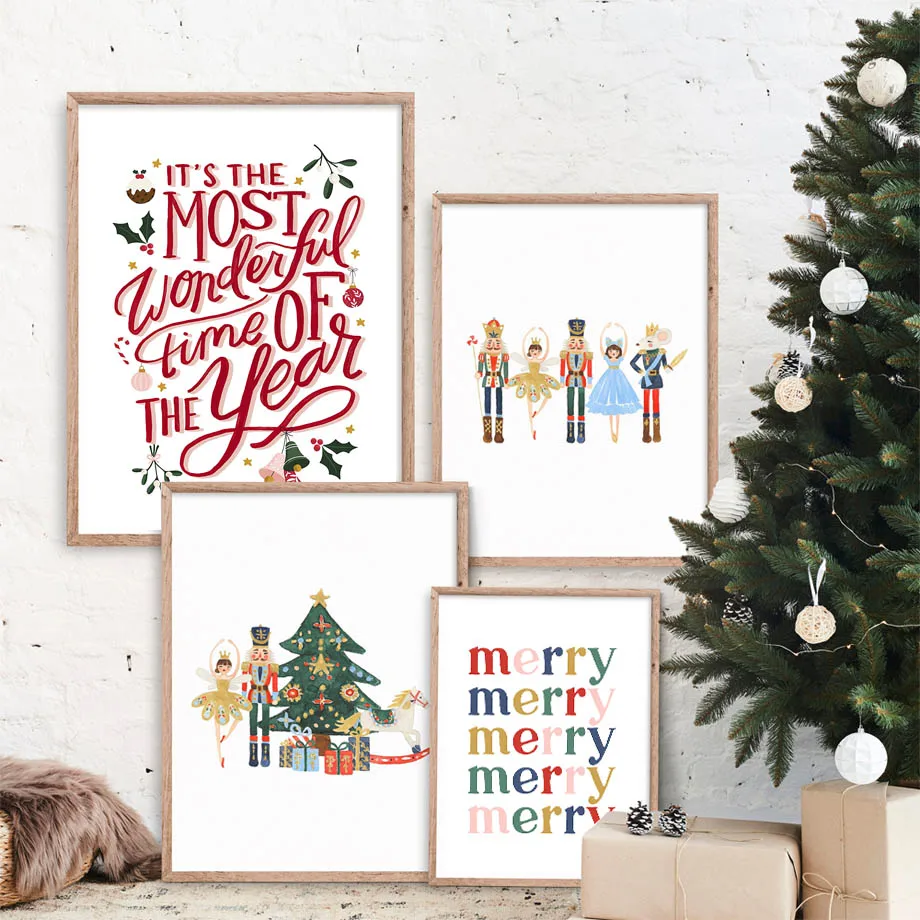 Fun Vintage Christmas Decor Prints Tree Car Holiday Quotes Canvas ...