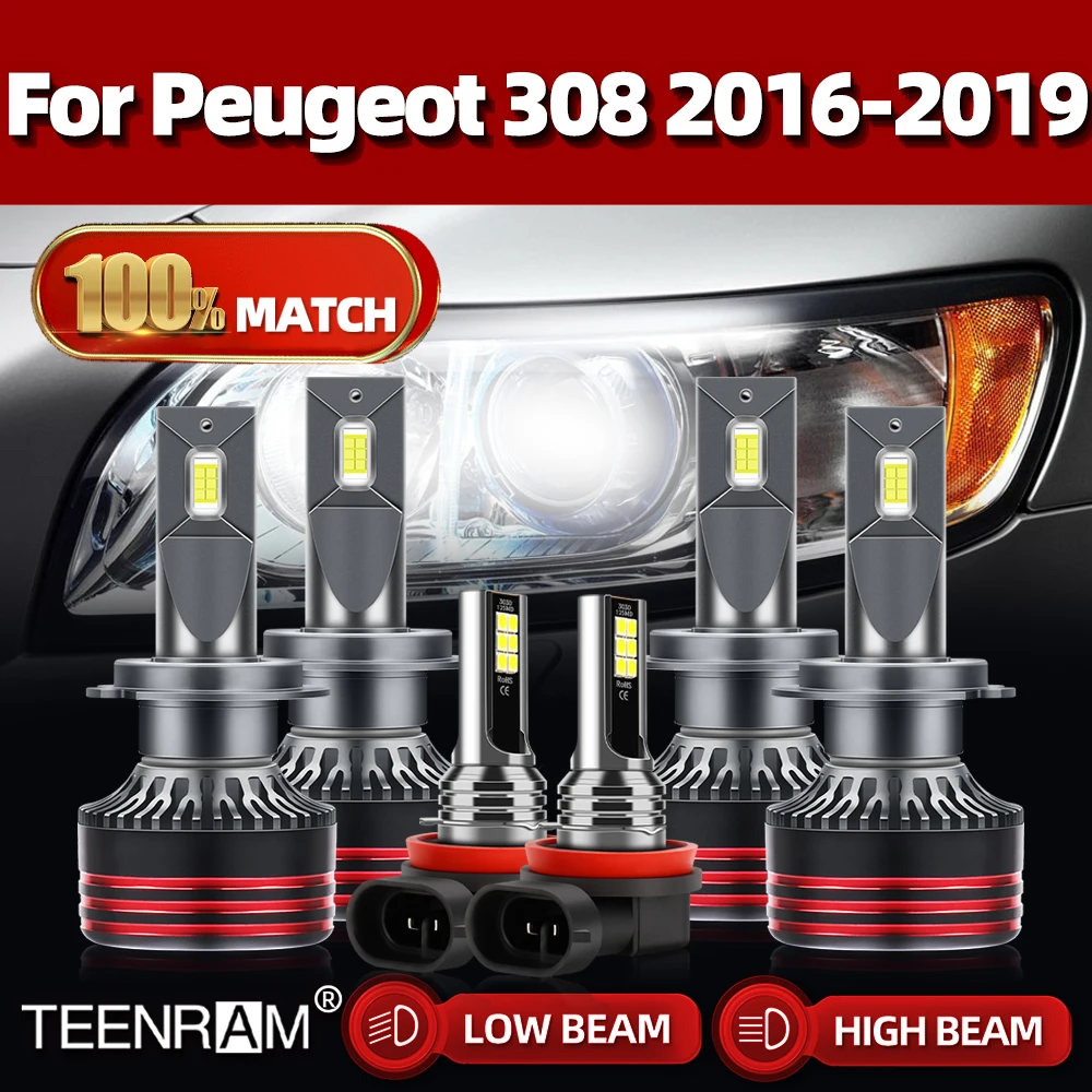 

Canbus LED Headlights Bulbs 360W 60000LM Turbo Auto Headlamps 12V 6000K White Fog Lamps For Peugeot 308 2016 2017 2018 2019