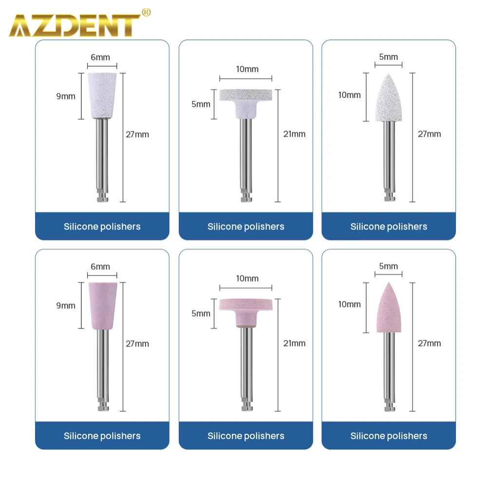 AZDENT 12 pz/scatola Kit di lucidatura composito dentale RA 2.35mm lucidatrice per lucidatura unghie a denti naturali in porcellana manipolo a bassa velocità