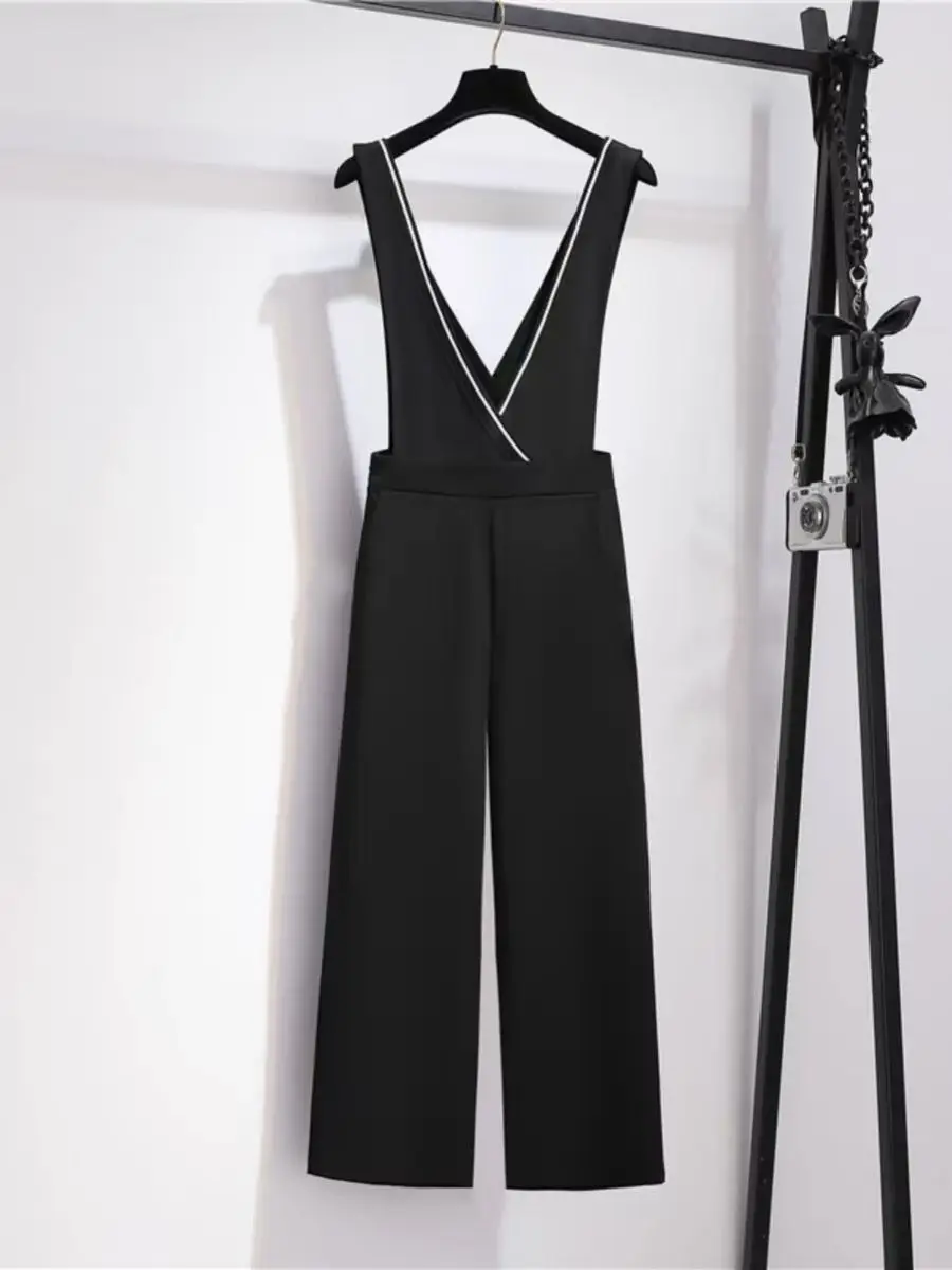 

Casual Black Patchwork Jumpsuit Women Spring Summer High Waist Office Lady Jumpsuits Combinaison Femme Elegant Overalls