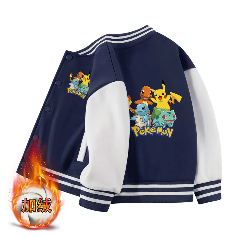 thumbnail image 1 of Ropa de Pokémon para niños, figura de dibujos animados de Anime, chaqueta de Pikachu, camisetas de béisbol a la moda para niñas, sudadera con cremallera para niños, 1 of 5