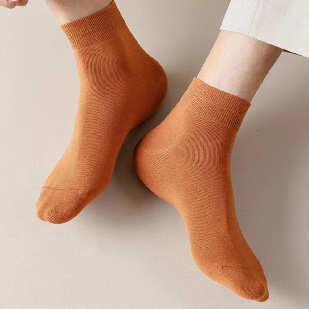 Men Cotton Socks 6Pair Solid Color Harajuku Antibacterial Deodorant Business Casual Low Tube Soft Simple Fashions Sports Socks