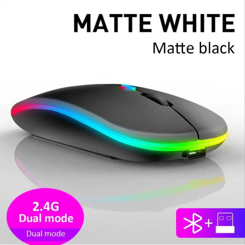 

Wireless Office Mouse 2.4GHz Bluetooth Rechargeable 4 Keys Mouse for Computer Laptop Pc Gamer Ipad Macbook Gaming Accessories