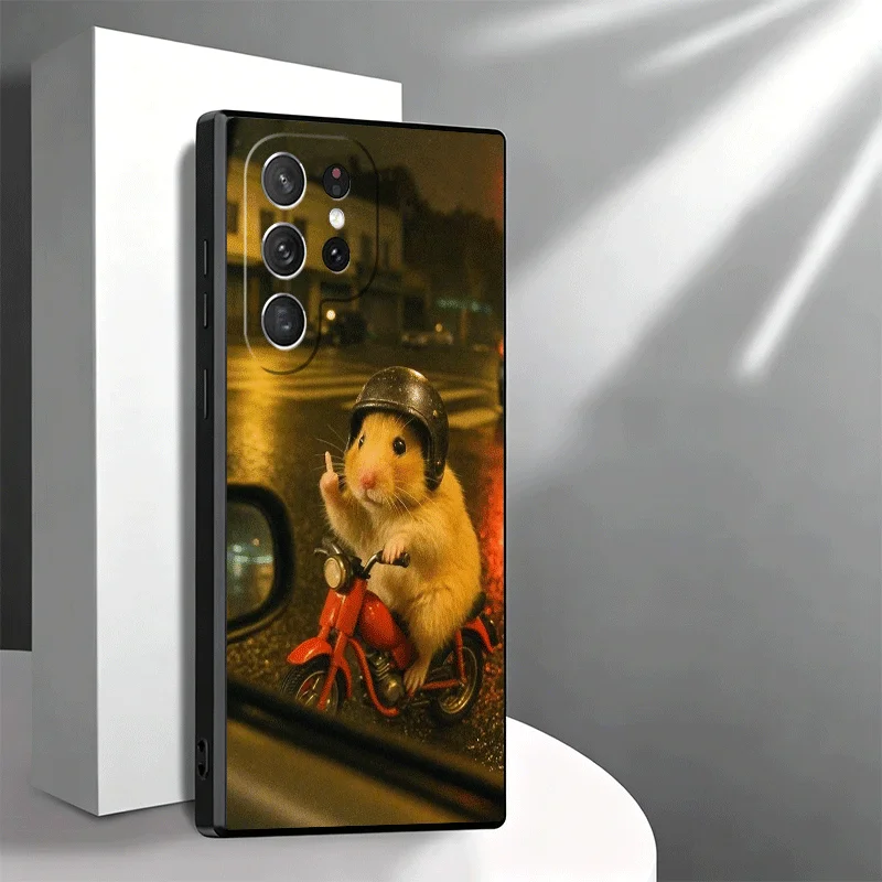 Adorable Hamster Soft Phone Case - Black Cover Back Shell