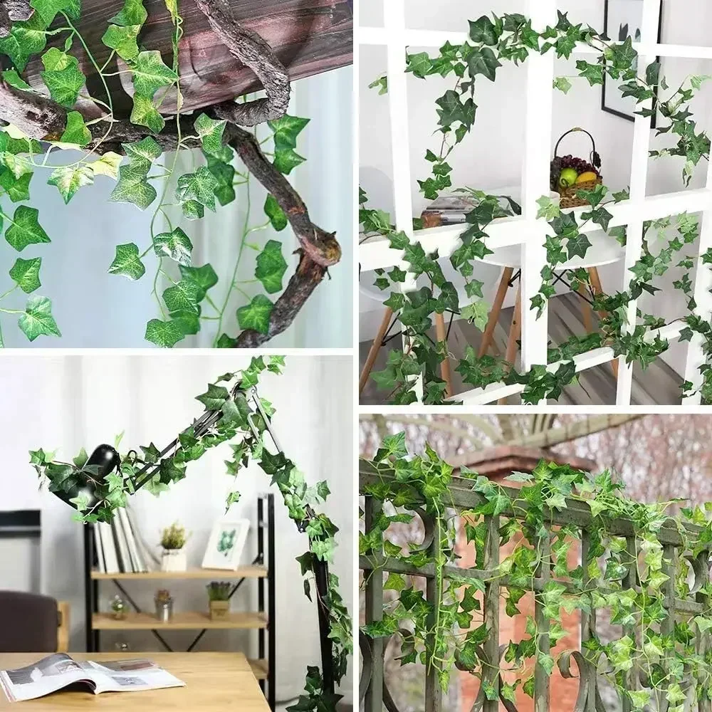 Künstliche grüne Efeu-Blätter-Ranken-Girlande zum Aufhängen – DIY Kunstblumen und Pflanzen für Garten, Hochzeit, Party und Heimdekoration – Detail 8