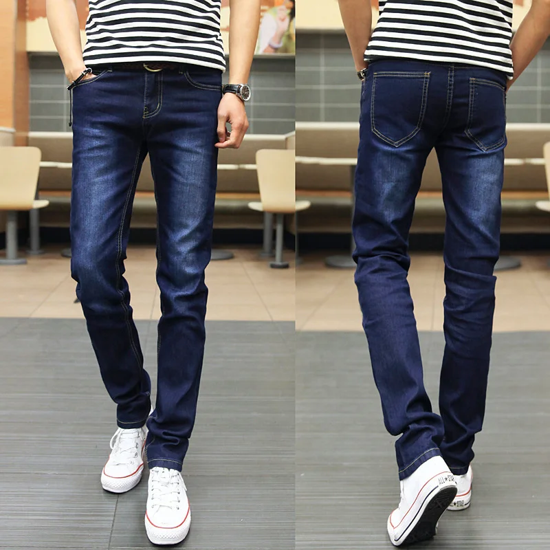Men\'s Slim Little Feet Elastic Baggy Jeans Korean Fashion Streetwear Cargo Denim Pants Men Clothing