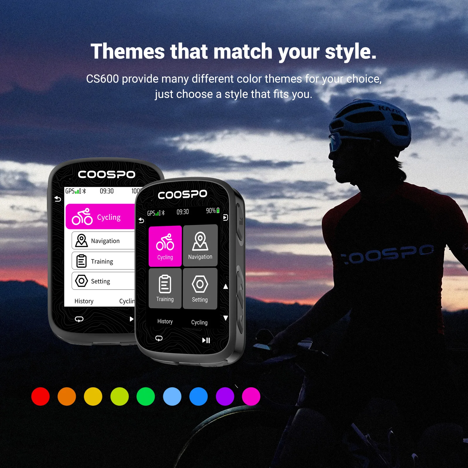 COOSPO CS600 ワイヤレスサイクリングコンピューター GPS搭載 自転車用