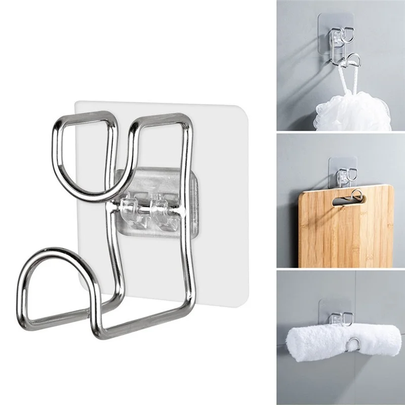 1Pcs Punch-Free Sticky Bathroom Kitchen Traceless Washbasin Save Space Organizer Wall Mount Hook Holder Adhesive Storage Rack