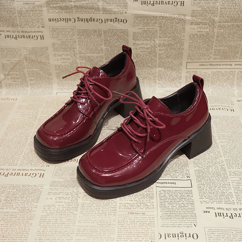 Autumn Women New High Heels Thick Heel Pumps Spring Autumn Square Head Solid Colour Lightweight Leather Shoes Sapatilha Feminina 5