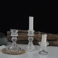 Clear Glass Candlestick For Wedding Dinner Centerpiece Table Transparent Candle Holder European Living Home and Party Decoration 4
