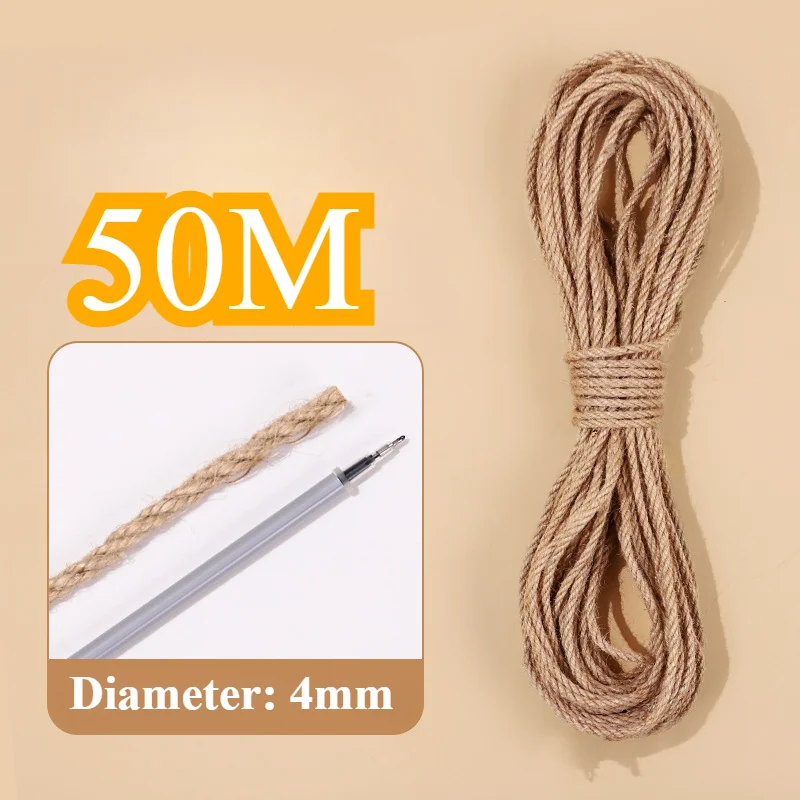 20M/50M Katzen-DIY-Sisalseil, Katzen-Kletter- und Kratzgestell, Spezielles Baumwollseil, Widerstandsfähiges Kratz- und Schleifseil, Katzenspielzeug-Seil - 4/6/8mm – Detail 6