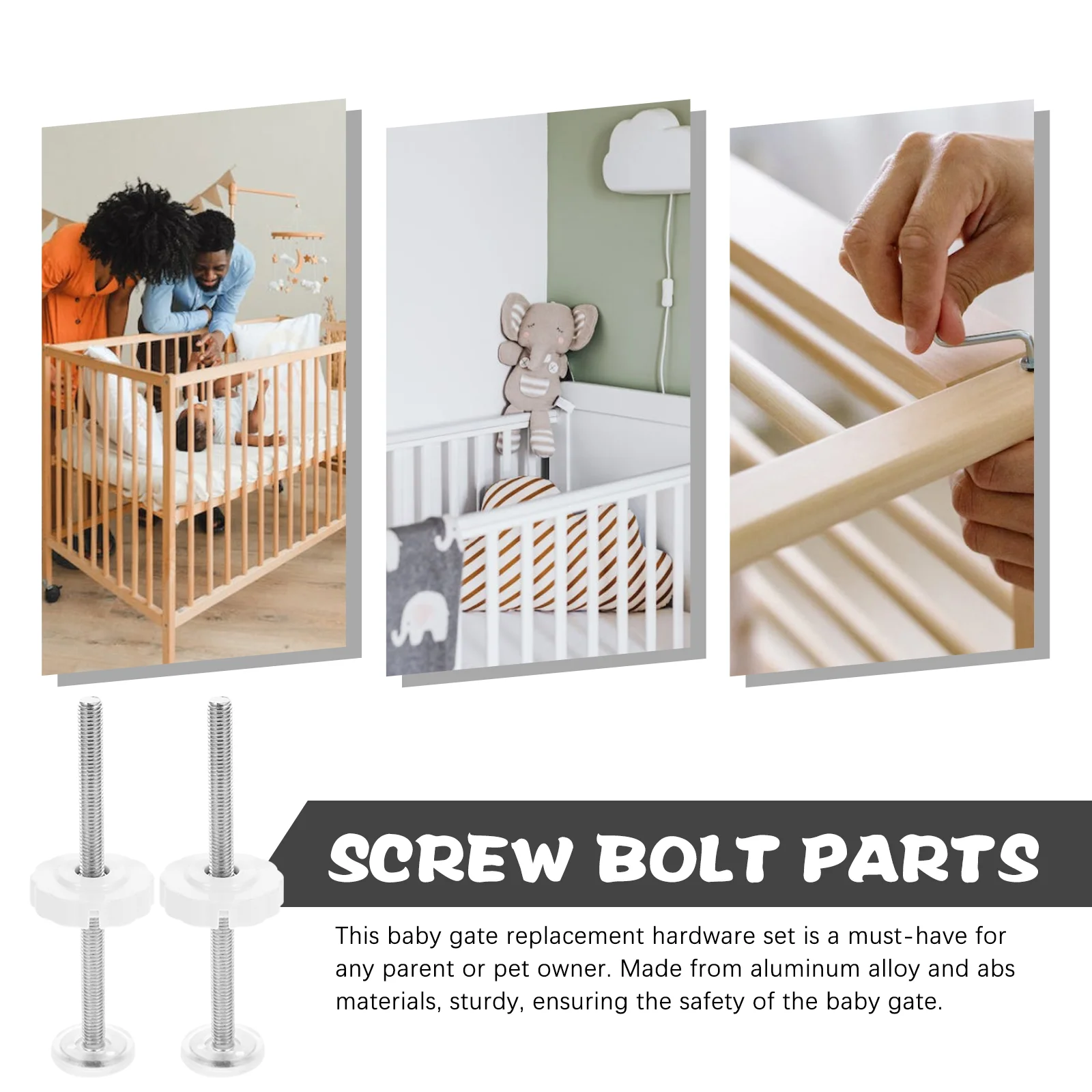 4Pcs Pet Door Bolt Baby Gate Replacement Parts Aluminum Alloy Mounting Hardware Safety Gates Doorways Threaded Rod Gate