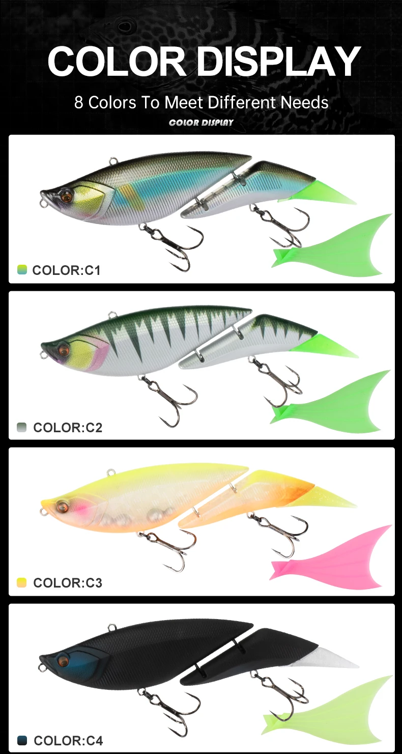 TEASER DAVINCI Mehrteiliger Schwimmköder Angelköder 19cm 55g Schwimmender Vibrations-Segmentköder Großer Köder Wobbler Weichschwanz-Köder – Detail 11