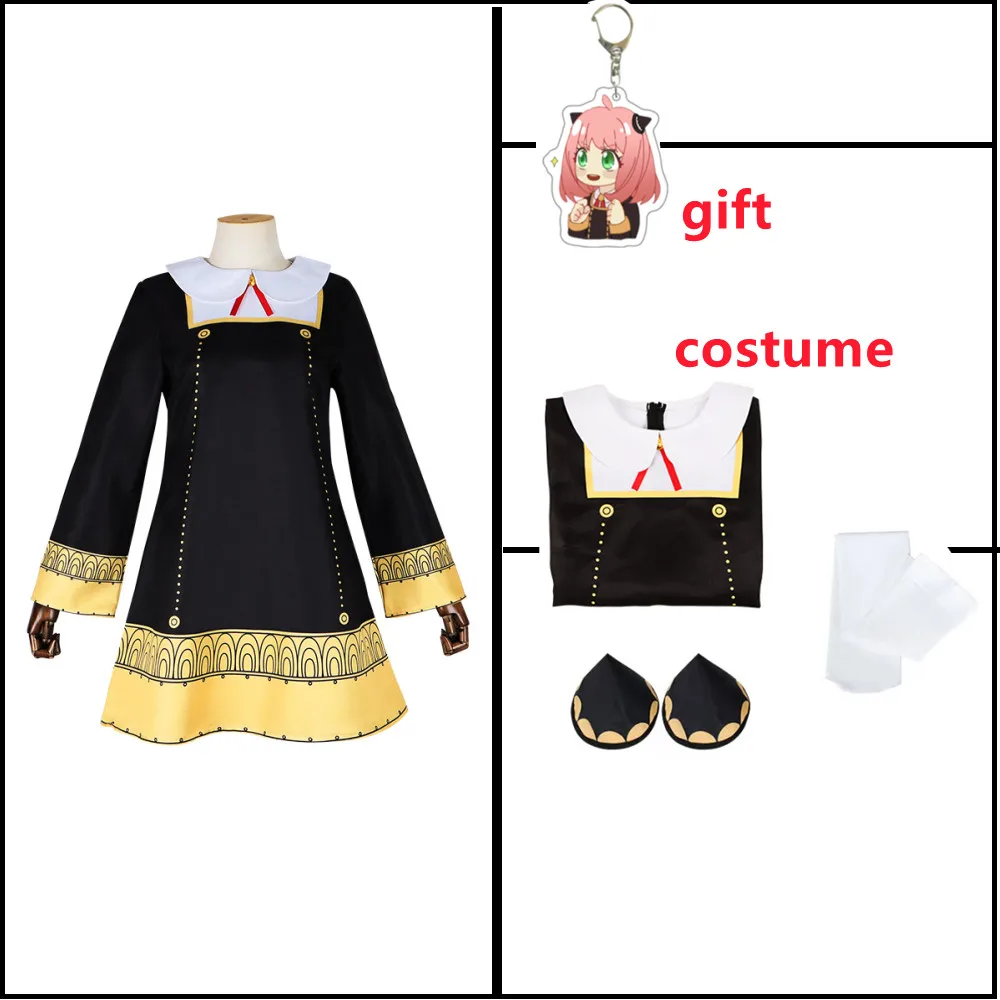 thumbnail image 1 of Anya Forger Cosplay Anime Spy X Family Anya Forger Cosplay disfraces para niños Halloween Ania Cosplay uniforme peluca Navidad, 1 of 5