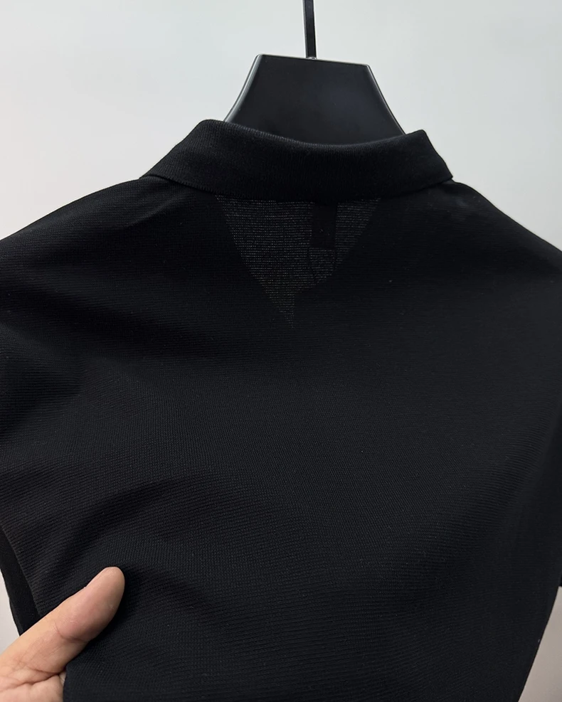 High quality fashion men's short sleeve polo shirt trend personalized patchwork stripes luxury comfortable lightweight T-shirt 18