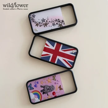 Wildflower ins Puppy Love Phone Case for iPhone 17 16 15 14 13 12 Pro Max Plus Katie Fang star leopard Union Flag Back Cover 1