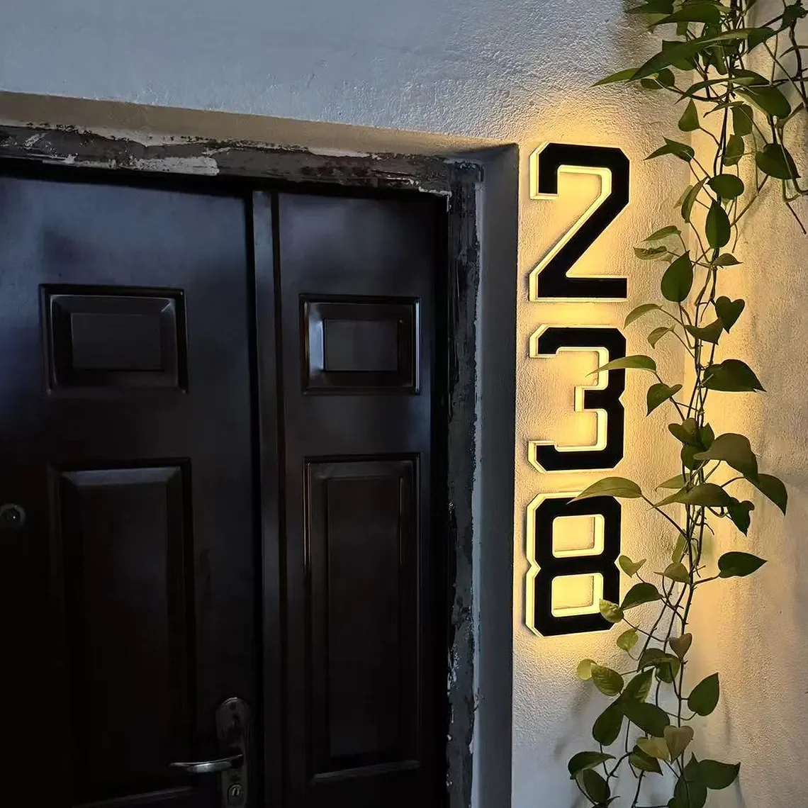 4.7/6.7/9 inch Solar LED House Number Sign Illuminated Digital Alphabet Plaque Modern House Numbers Weatherproof Address Sign 6