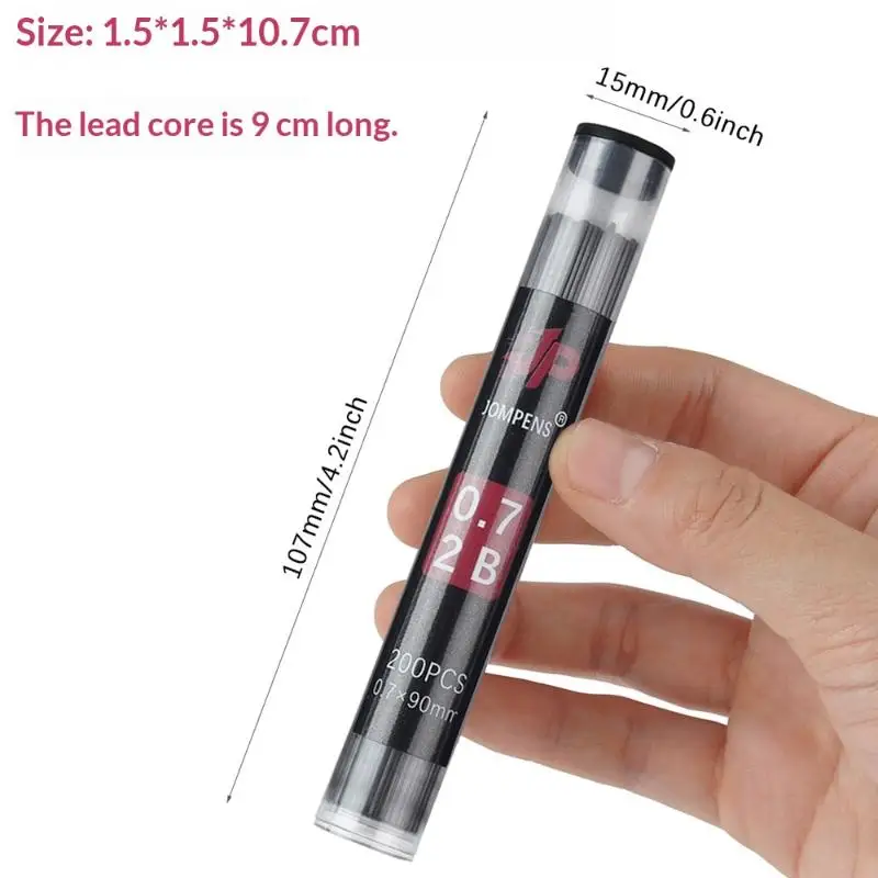 1 상자 대용량 원형 튜브 기계식 연필심 0.5mm 0.7mm 학생용 필기 리필 부드러운 드로잉 학교 사무용품