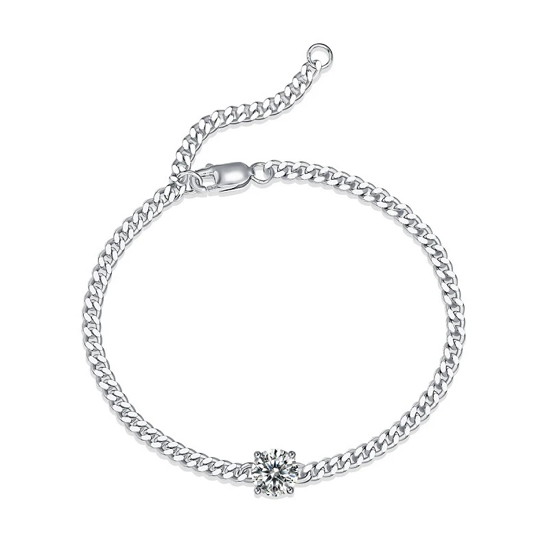 

Hip Hop 1CT Cuban Moissanite Bracelet Women Men D Color Brilliant Moissanite Diamond Chain Bracelets Bangle Gra Pass Tester
