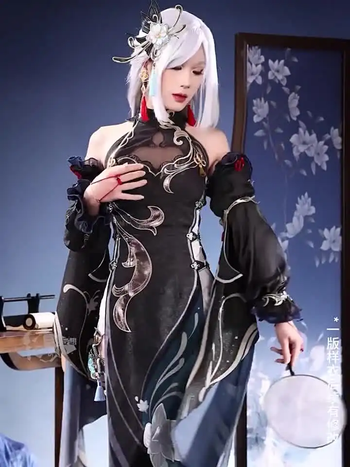 CosKeKe Shenhe Косплей Игра Genshin Impact Костюм Deepavali Skin Великолепный Новый год Cheongsam