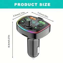 Bluetooth Car FM Transmitter with Hands - Free Calling and USB Quick Charge (Black)