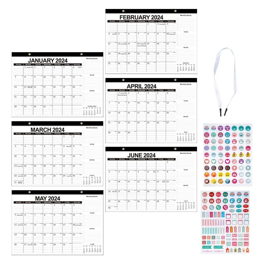 Desk Calendars 2024 English Wall Decorative Planner Agenda Planning Hanging Year Yearly Office