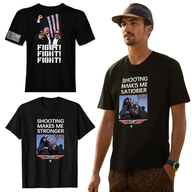 Trump America T-Shirt USA Freedom Short Sleeve Print T-Shirt Novelty Graphic Trump Shot Fight T Shirt Men Women Streetwear 2