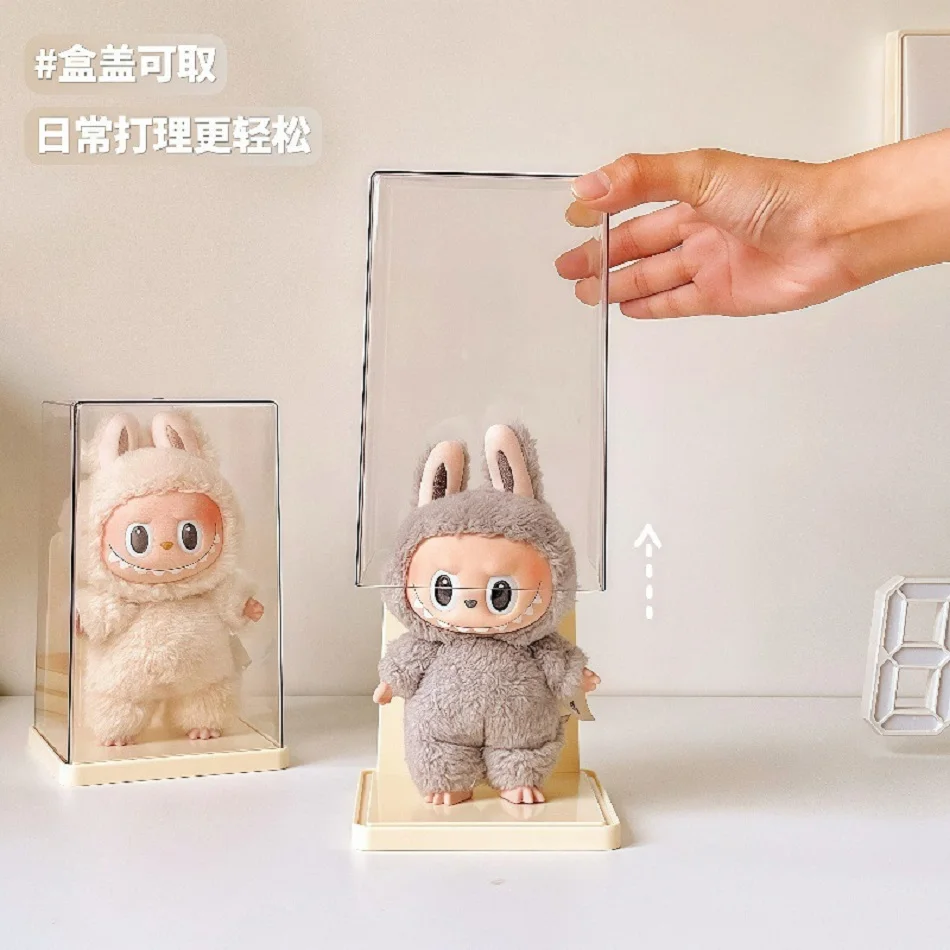 Labubu transparent display box single stackable canvas vinyl storage box figurine blind box storage rack image 3