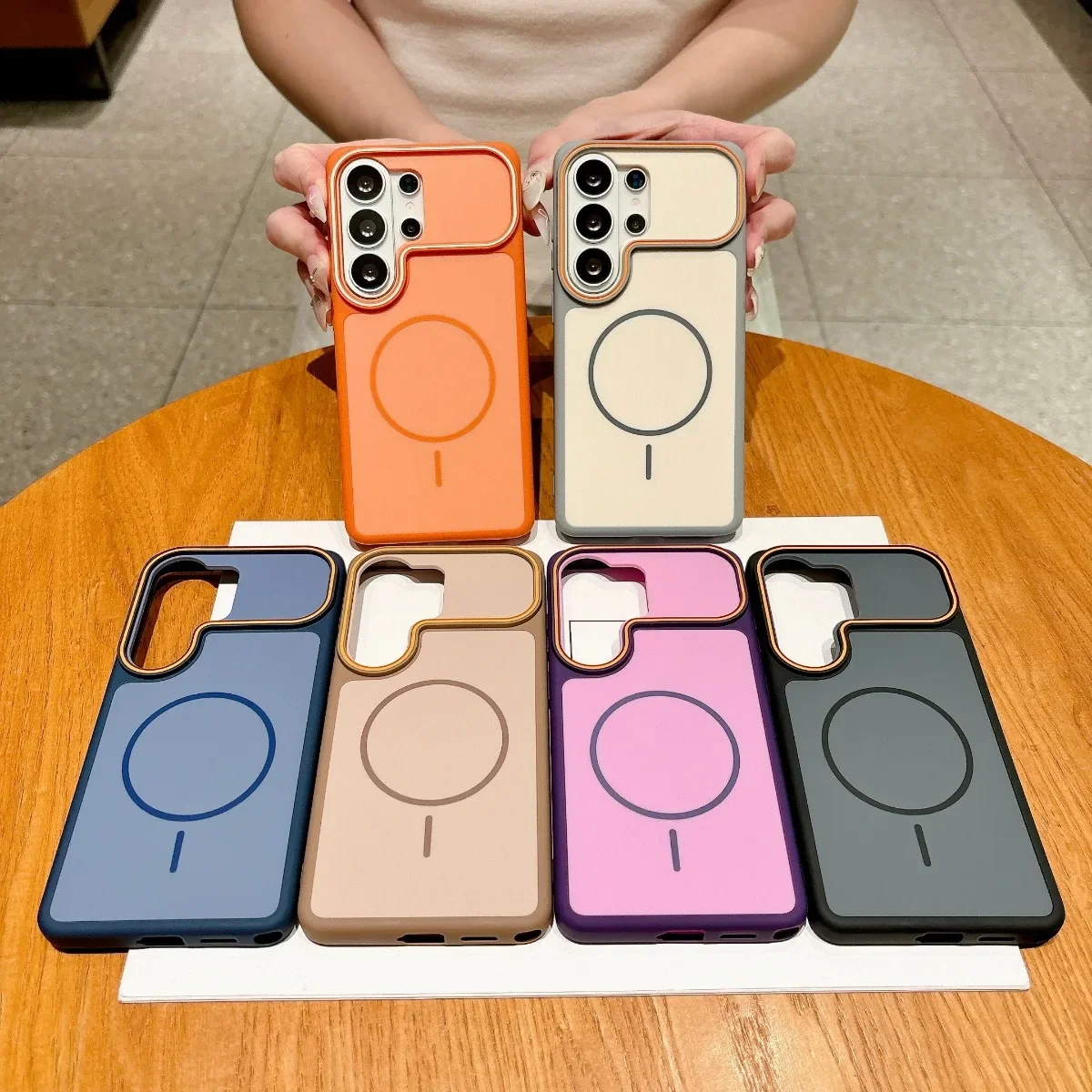 Luxury Contrast Color Frosted Magnetic Phone Case with Shockproof Design for Magsafe Compatibility