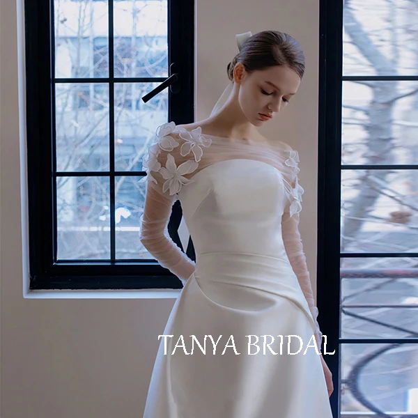 Long Sleeve V-Neck Romantic Boho Bridal Gowns A Line Noivas ZW878 – TANYA  BRIDAL