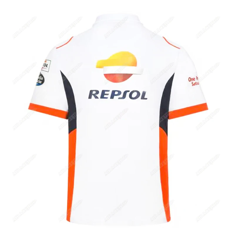 Honda HRC Repsol 레이싱 모토스 GP 팀용 폴로 셔츠, 오토바이 라이드, 화이트 및 다크 블루 여름 남성용, 속건성 통기성, 퇴색하지 않음