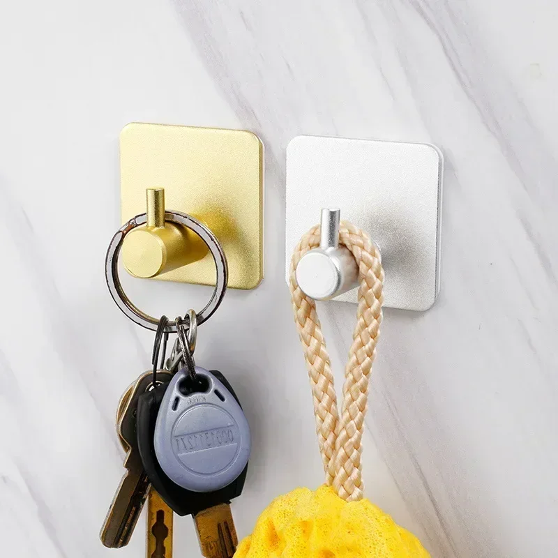 Adhesive hook Self Adhesive Home Kitchen Wall Door Hook Key Rack Kitchen Towel Hanger Aluminum Towel Coat Robe Hook Bathroom Accessories
