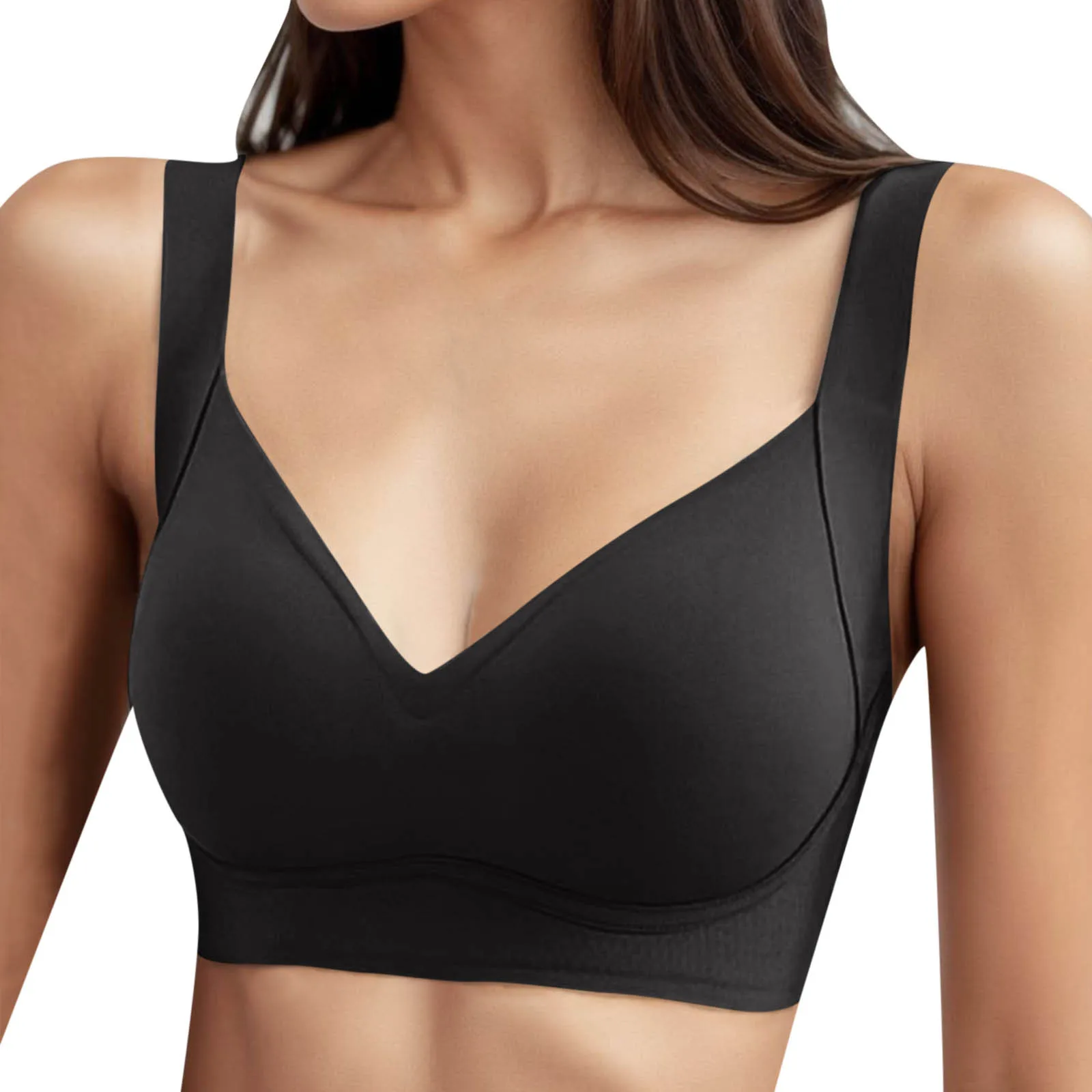 

Women Casual Solid Color Comfortable Soft Support No Steel Ring Bra Push Up Thin Vest Style Underwear Womens Running Bra